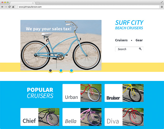 Surf City Beach Cruisers Interface Design