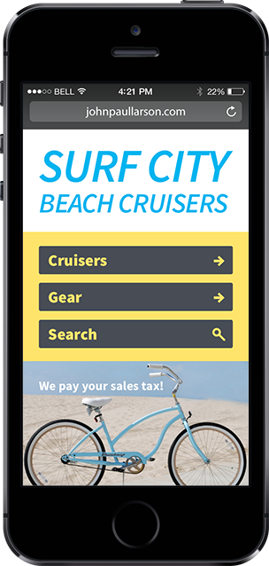 Surf City Beach Cruisers Mobile Mockup